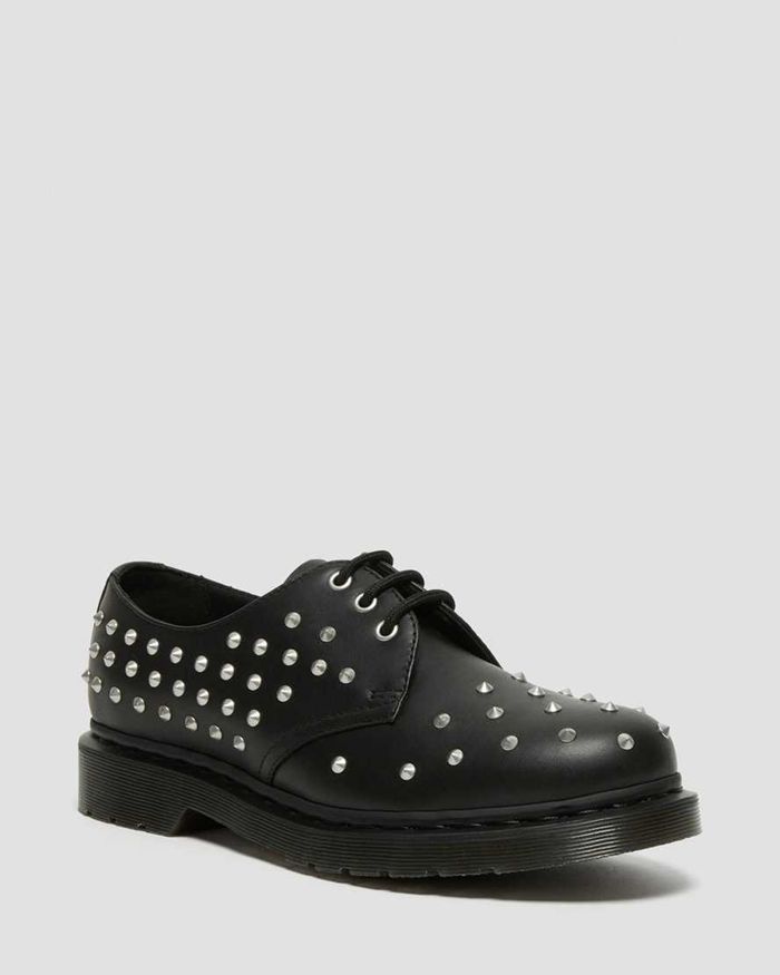 Dr Martens Mens 1461 Stud Wanama Leather Oxfords Black - 85706MPWC